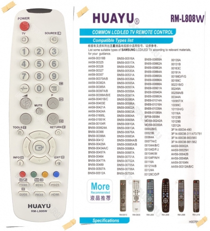 Купить пульт универсальный huayu samsung rm-l808w универсальные huayu - по брендам